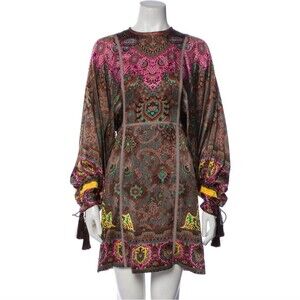 Unique Handmade Batwing long sleeve dress in Mulitcolor Paisley NWOT Size Medium
